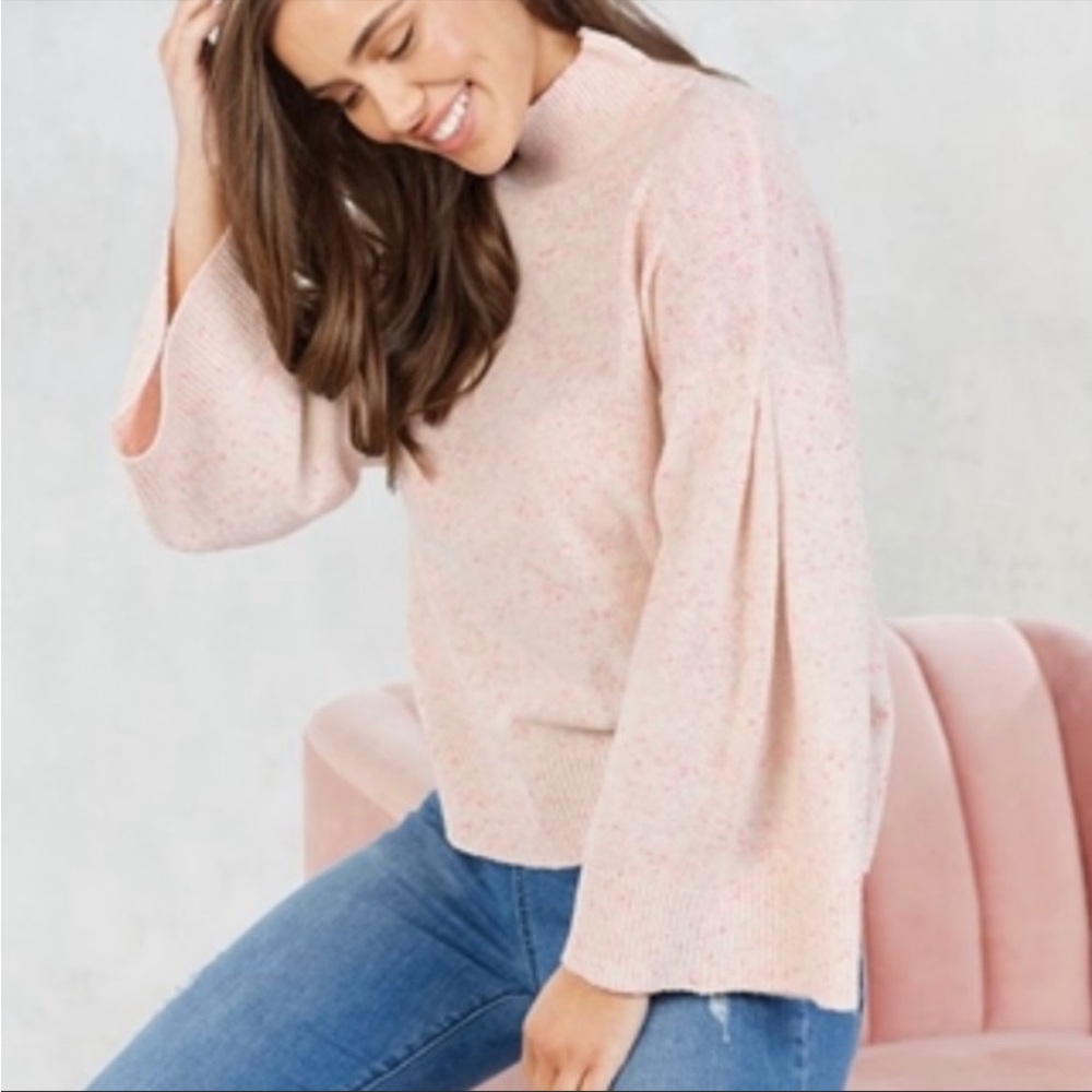 Mud pie Sweater | Pink Marbled Sweater | Bell Sleeve Sweater